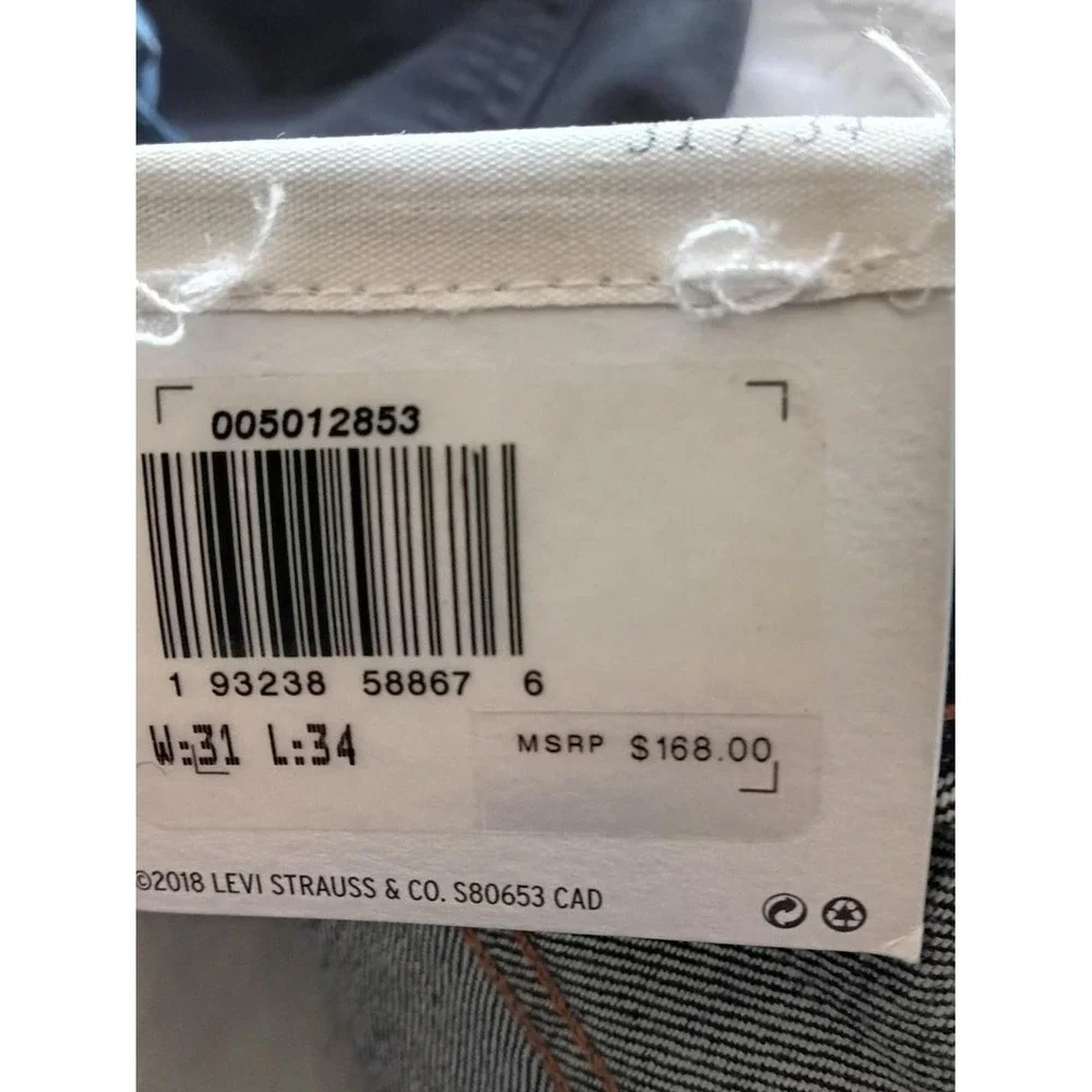 501 Levi's Men's Dark Blue Straight-Leg Jeans 31×34 NWT